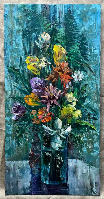 Бирюзовый букет, 50 x 100 см