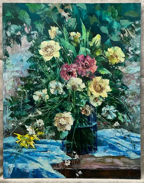 Розы в зелени, 65 x 85 см