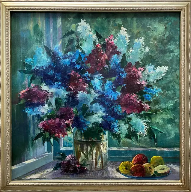 Сирень у окна, 89 x 89 см