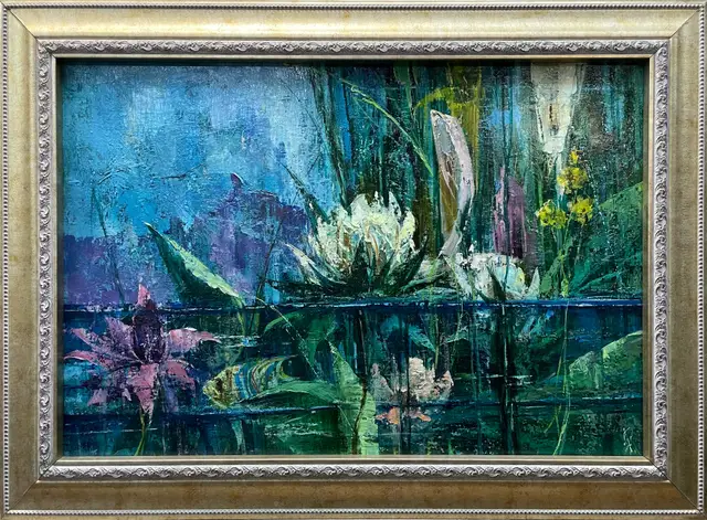 Цветы над водой, 80 x 55 см